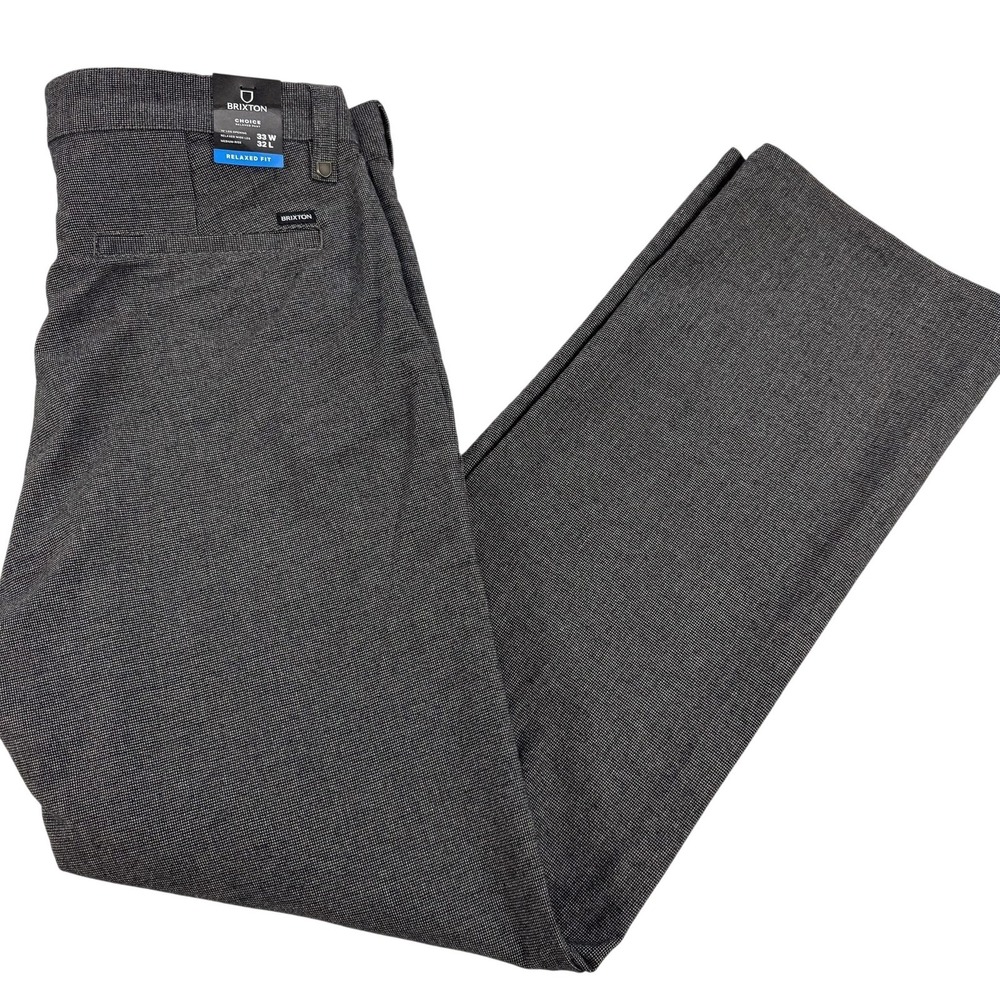 Brixton Choice Chino Pants Mens 33 Gray Mixed Tweed Stretch Relaxed 34x31 NEW